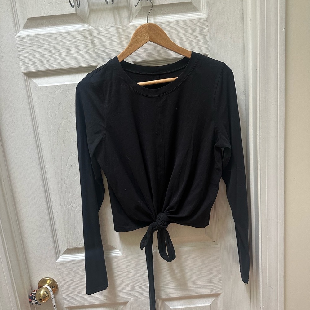 Lululemon black Wrap Tie-Front Women's Top crew 6